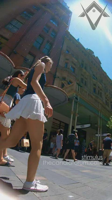 amateur ass exhibitionist legs sexy teen upskirt voyeur walking clip
