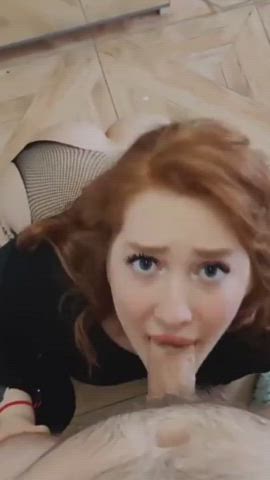 Big Ass Big Dick Blowjob Deepthroat Eye Contact Face Fuck Pawg Redhead Porn GIF by