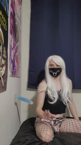 dildo femboy fishnet sissy solo clip