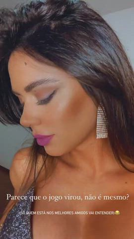 Brazilian Brown Eyes Brunette Dani Facial Goddess Labia Lipstick Tease clip