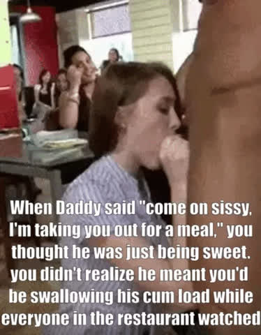 sucking daddy in the restaurant