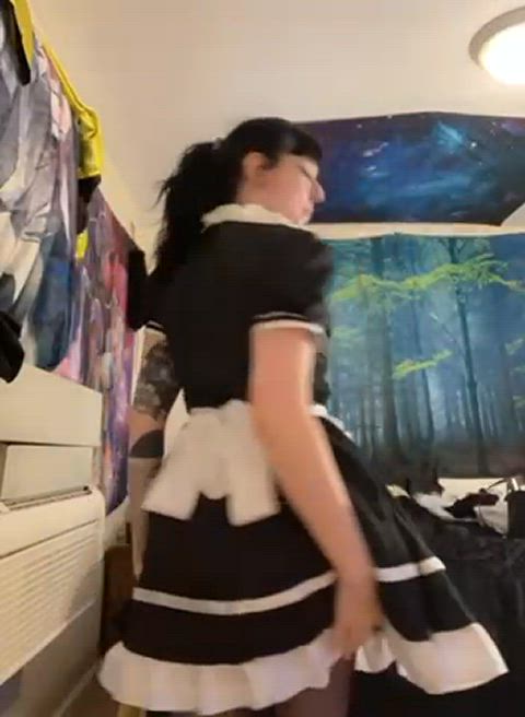 ass booty cute flashing goth maid onlyfans pussy tattoo tease clip