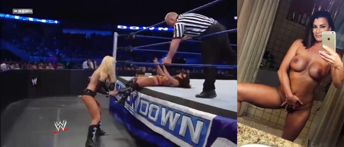 brunette muscular girl wrestling clip