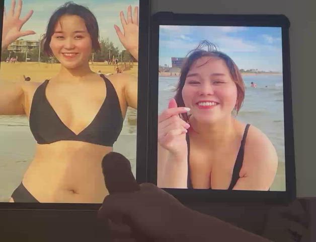 two screen cum tribute for my 18 year old asian friend in her bikini