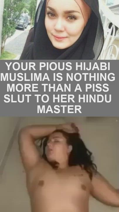 Just a piss slut to her Hindu master
