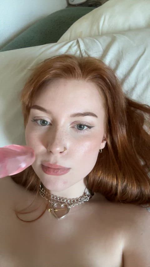 blowjob drooling pov pornstar redhead solo sucking tattoo tight pussy white girl