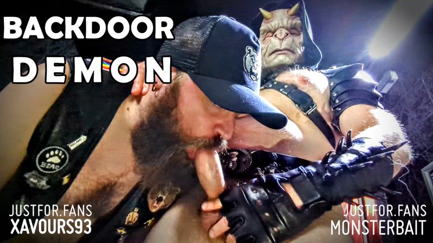 bear beard blowjob choke demon gay leather mask monster rough masked monster-sex