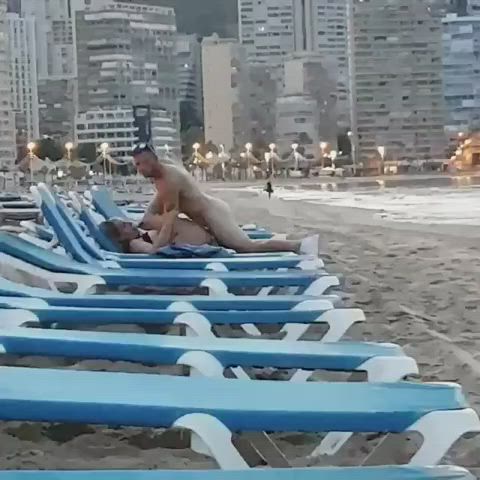 bareback beach cuckold hotwife legs up outdoor public voyeur watching clip