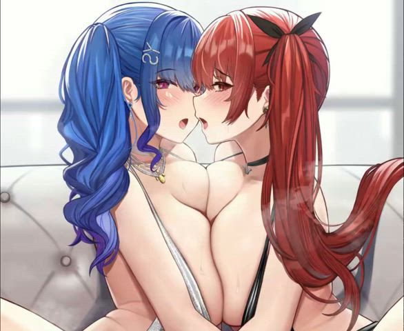 animation anime fingering hentai lesbian lesbians rule34 squirt squirting yuri clip