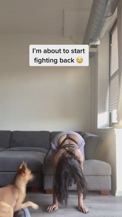 Her dog is having none of this thottery