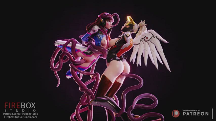 Mercy and D’va used by tentacles (fireboxstudio)