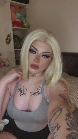blonde egirl huge tits masturbating onlyfans pierced solo tattoo tits clip