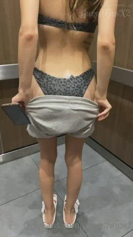 ass elevator exhibitionism exhibitionist flashing public clip