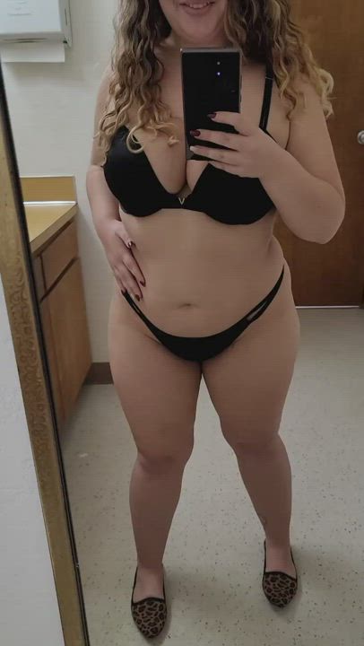 Bikini Blonde Chubby Curvy Flashing Girlfriend Lingerie Mirror Selfie Titty Drop