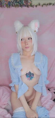 Cosplay Cute Kitten Kitty PetPlay Petite Small Tits Smile clip