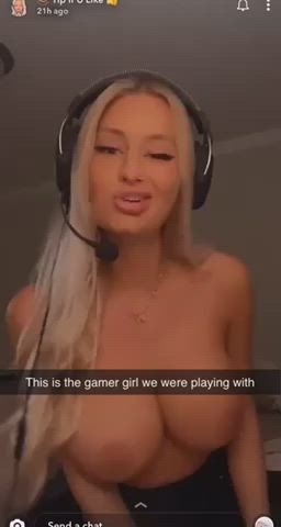 Anyone know this big tits blonde gamer girl?