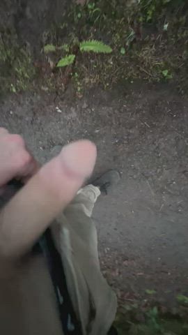 Catch me jerking my Bigfoot cock in the woods.