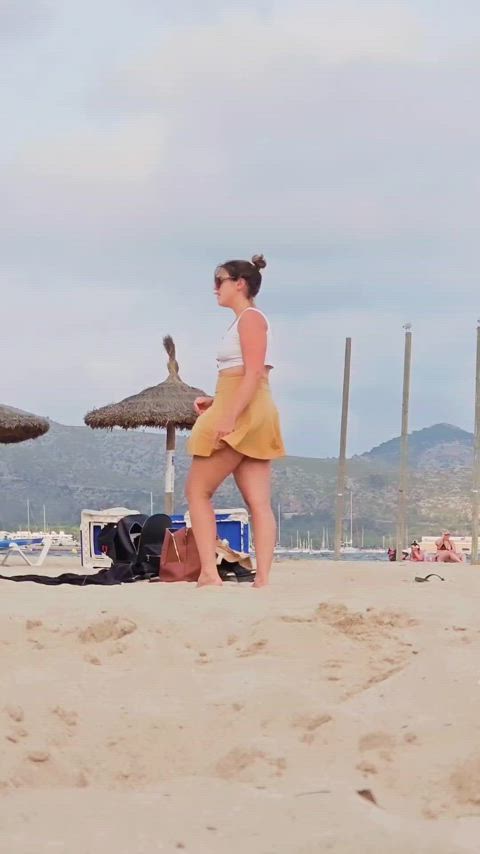 Caught at the beach. My upskirt pussy