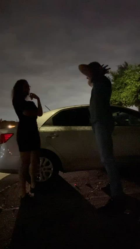 Woman floors this guy with hard kick in the nuts in a parking lot to win a bet