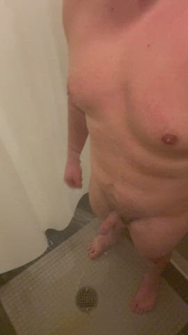 Pissing in the gym shower