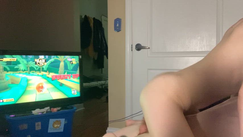 Edging my boyfriend as long as he can stay alive in Super Monkey Ball