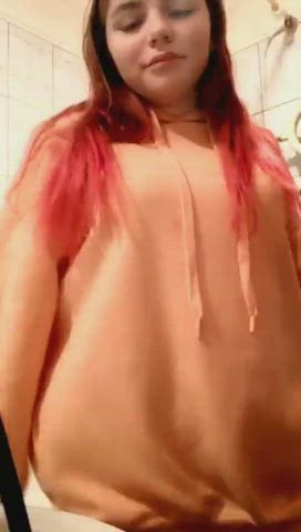 Hot redhead stripping in the bathroom + full video in the comments