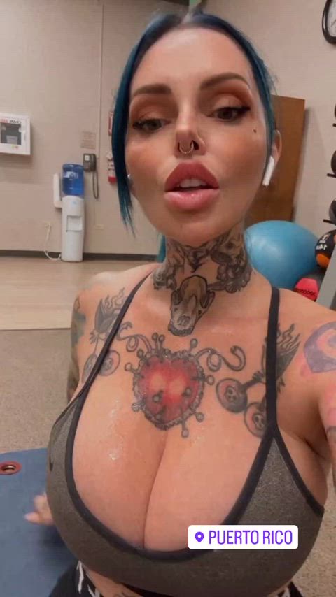 boobs cleavage fake boobs italian sports bra tattoo tattooed lips-and-tongue clip