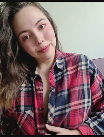 DDs and a cute girl in flannel