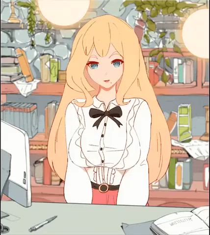 animation blonde cute hentai pretty see through clothing strip clip