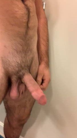 amateur big dick cock hairy chest homemade masturbating shower clip