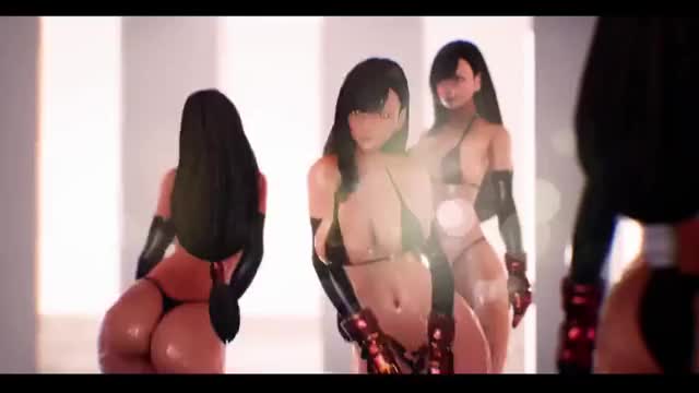Tifa Lockhart - tiny slutty black bikini dancing loop (Ikeda) [Final Fantasy VII]