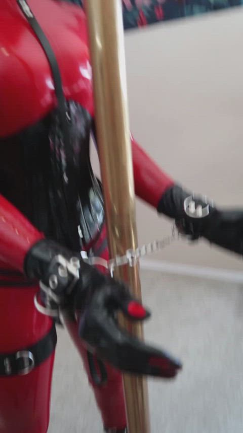 What you can do with your rubberdoll when she is bound to a pole