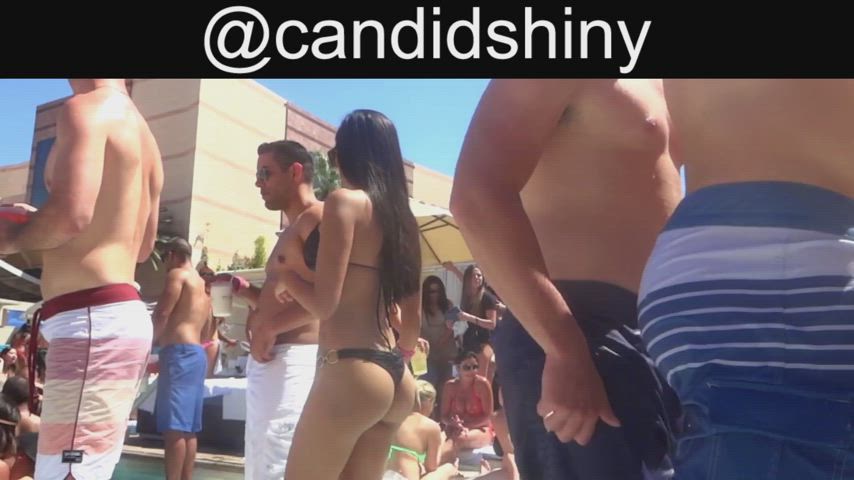 amateur ass bikini booty candid dancing group public swimming pool swimsuit clip