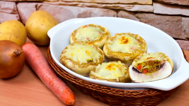 Filled Mushrooms Vegetarian Stop-Motion Recipe