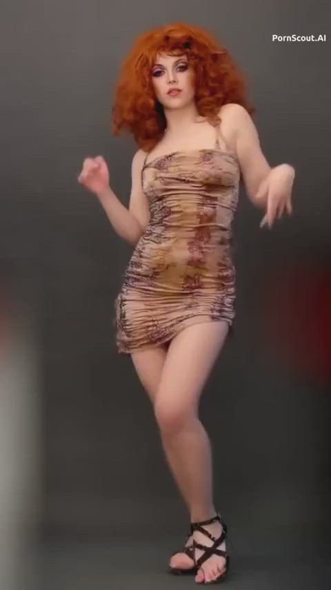 ai generated curvy dance dancer milf redhead clip