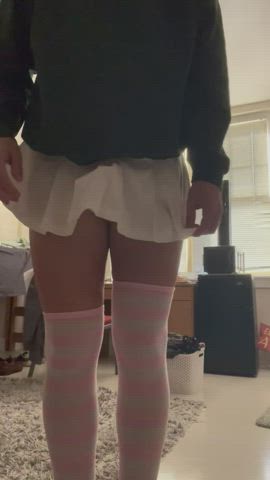 i have the socks, i have the skirt, now all i need is someone to fuck me 😘😘😘
