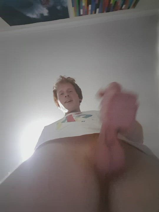 Jacking my ginger cock- as seen from below