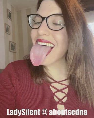 Glasses Lips Lipstick Long Tongue Spit Tongue Fetish clip