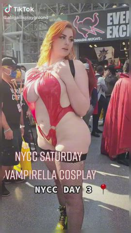 Abigaiil showing off in public in cosplay