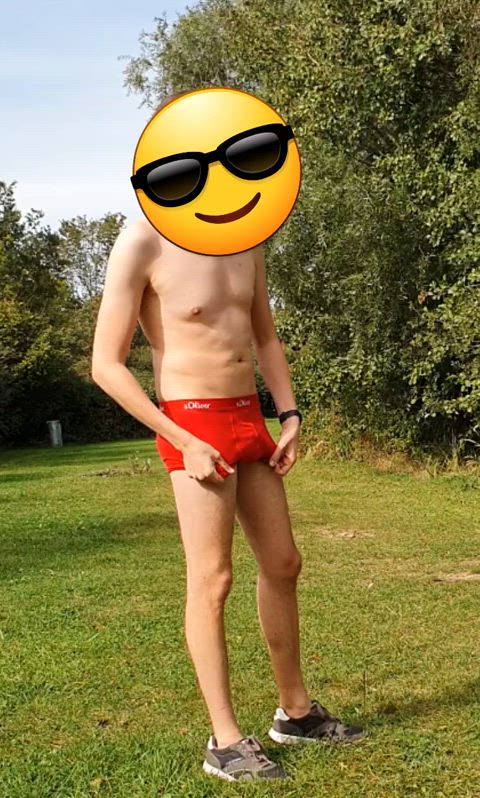 Stripping naked in the park at full daylight. So exited and affraid someone would