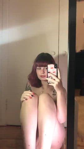 Amateur Big Tits Mirror Natural Tits Pussy Selfie Spreading Tattoo clip