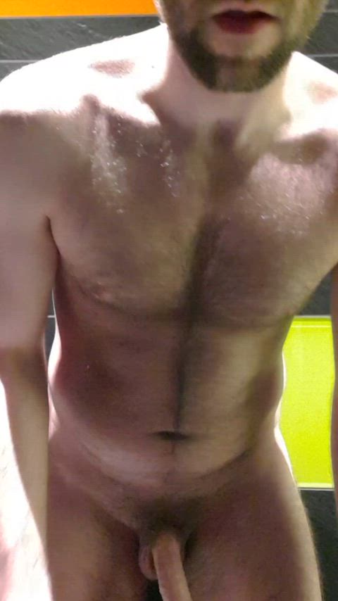 cum cumshot gay gym hairy hairy armpits hairy chest muscles public shower clip