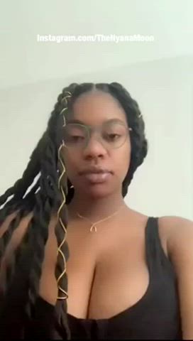 big tits boobs ebony glasses huge tits nerd titty drop clip