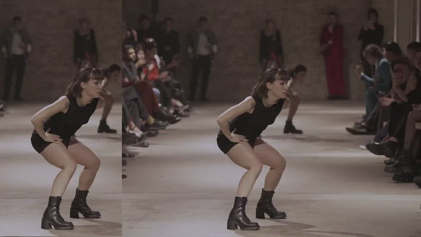 Upskirts herself during dance before modelling