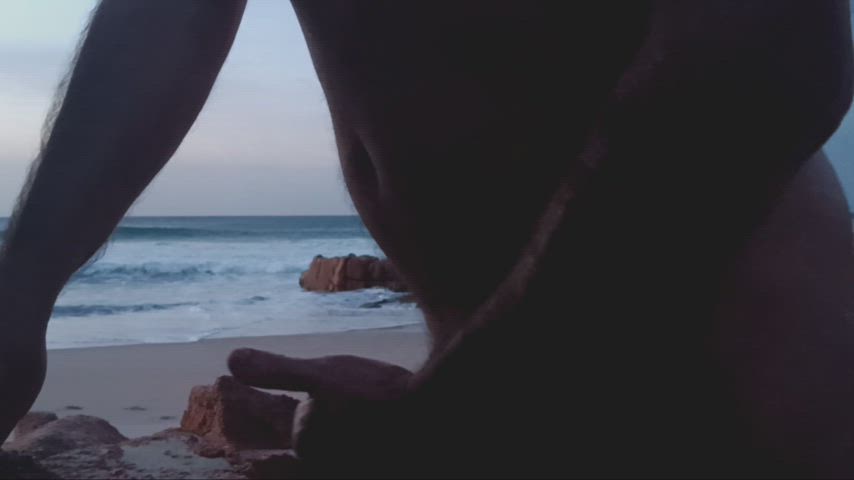 beach erection jerk off male masturbation masturbating outdoor clip