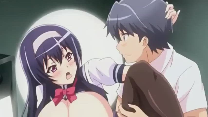 animation anime huge tits schoolgirl stockings uniform clip