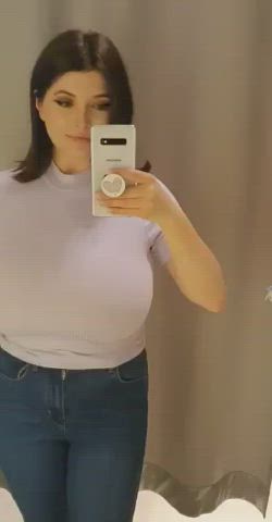 big tits busty huge tits public saggy tits teen tiktok titty drop white girl clip