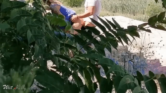 Not that careful couple having sex in a public park