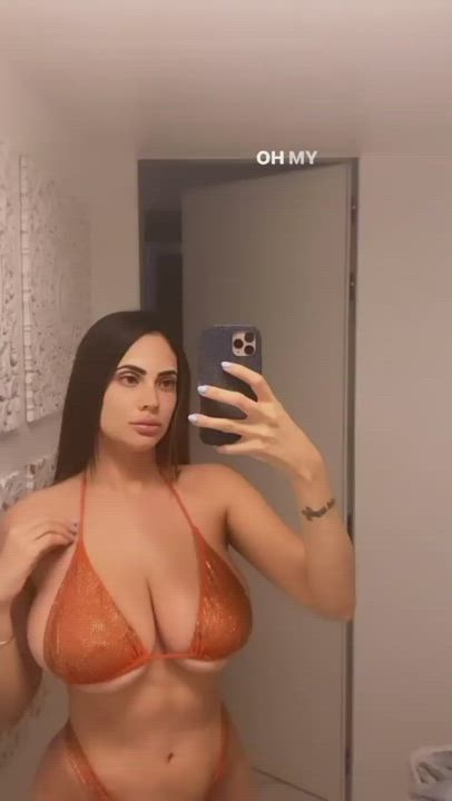 Babe Big Tits Bikini Boobs Brunette Curvy Huge Tits Natural Tits clip
