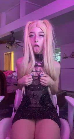 Ahegao Blonde Cum See Through Clothing Tease Tongue Fetish clip